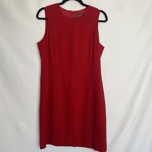Harold Powell Red Dress‎ 100% Wool Sz 10 Sheath Sleeveless USA workwear preppy